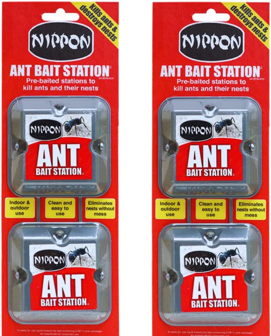 2 X Nippon Ant Bait Station Twin - Nippon Ant Killer Ant Bait Station Outdoor, Ant Nest Killer Bait Stations Also Use as Ant Killer Indoor, Home, Garden (Ant Traps)