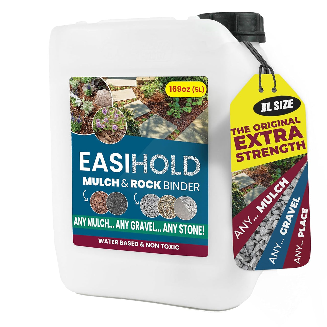 EASIHOLD ROCKS - 5L XL Gravel Binder for Bonding Stones, Bark and Gravel on Borders, Patios and Garden Paths. Lasts up to 3 Years, Non Toxic, Ready to Use.…