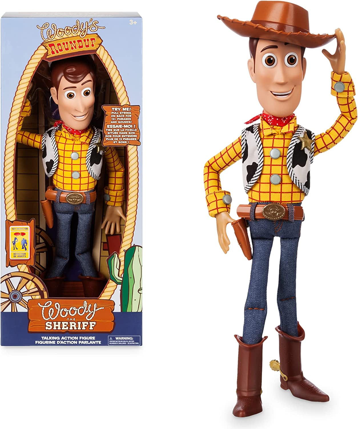 Official Woody Interactive Talking Action Figure from Toy Story 4, 35Cm/15”, Features 10+ English Phrases, Interacts with Other Figures and Toys, Laser Lights, Suitable for Ages 3+