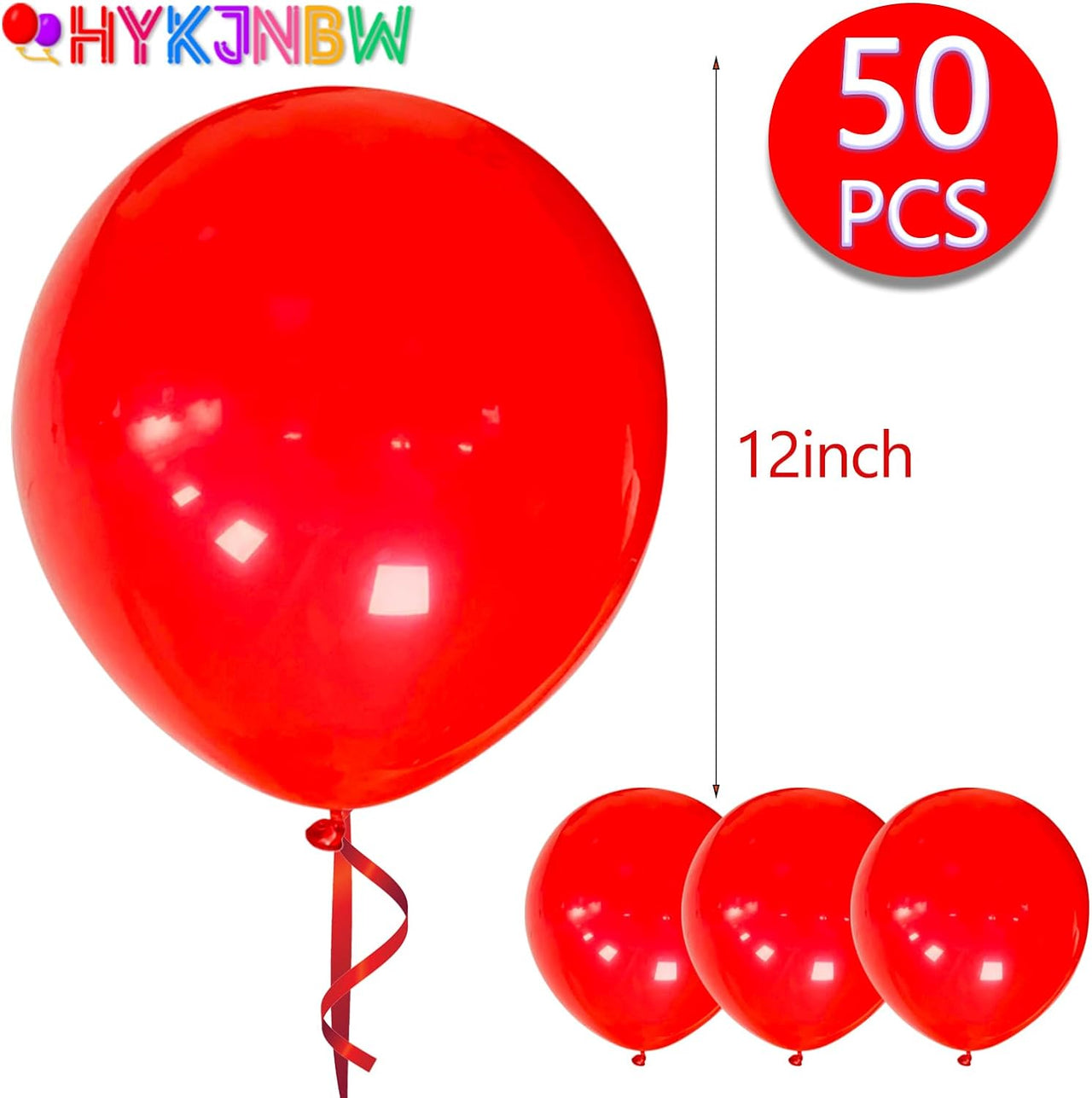 12 Inch Red Party Balloons 50 Pack Strong Thicken Red Helium Balloons for Valentine'S Day, Happy Birthday, Kids Party, Weddings, Baby Shower Events Decorations Accessories