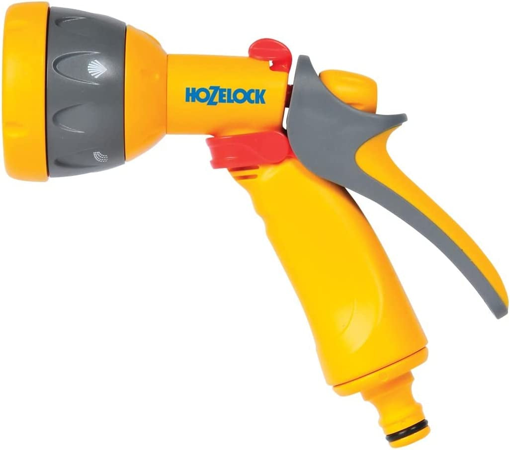 HOZELOCK - Multi-Jet Spray Gun : Ideal for Daily Use, Multi-Tasking Gun, Locking Function and Flow Control, 5 Patterns: Cone, Jet, Fast Fill, Fine Rose Flat [2676P0000]