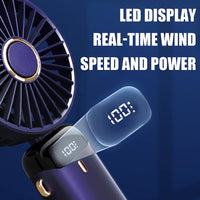 Thumbnail for Hand Held Fan,Portable Handheld USB Rechargeable Fans with 5 Speeds,Battery Operated Mini Fan Foldable Desk Desktop Fans with LED Display for Home Office Bedroom Outdoor Travel (Darkblue)