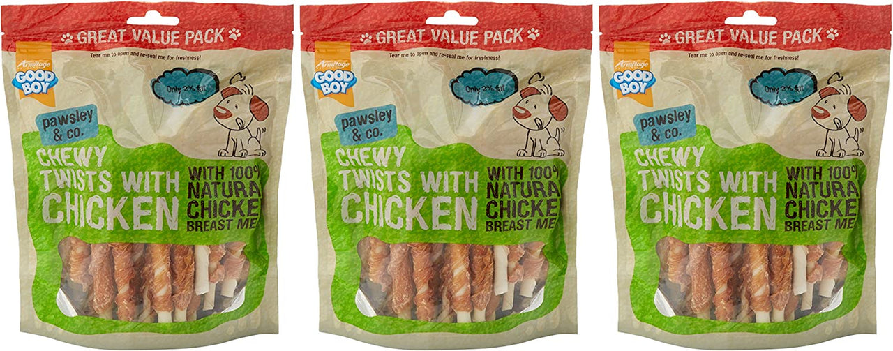 - Chewy Twists with Chicken - Dog Treats - Made with 100% Natural Chicken Breast Meat - 320 Grams - Gluten Free Dog Treats (Case of 3)