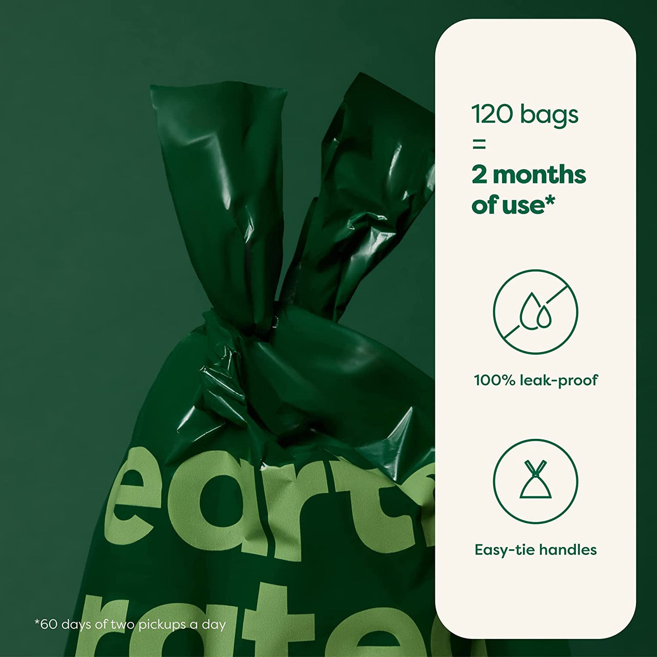 Dog Poo Bags with Handles, Easy Tie and Guaranteed Leakproof, Lavender Scented, 120 Handle Bags