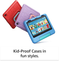 Thumbnail for Fire HD 8 Kids Tablet | 8-Inch HD Display, Ages 3–7, Includes 2-Year Worry-Free Guarantee, Kid-Proof Case, 32 GB, 2022 Release, Blue