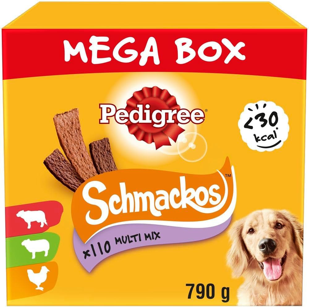 Schmackos Mega Pack 110 Strips Snacks, Dog Treat Multipack with Beef, Lamb and Poultry Flavours, 790 G (Pack of 1)