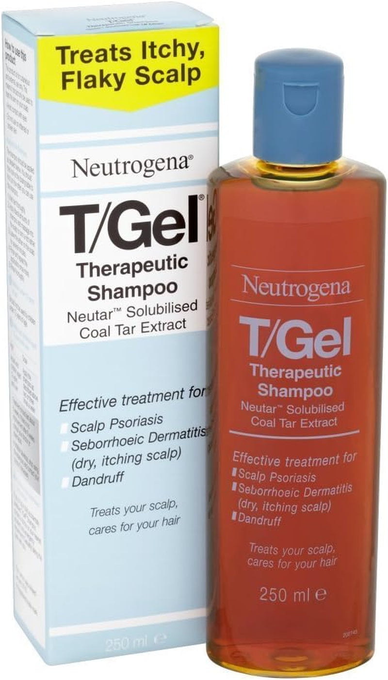 T/Gel Therapeutic Shampoo for Flaky, Itchy Scalp (1X 250Ml), Anti-Dandruff Shampoo for the Treatment of Scalp Psoriasis, Seborrheic Dermatitis and Dandruff, Medicated Shampoo for Itchy and Flaky Scalp