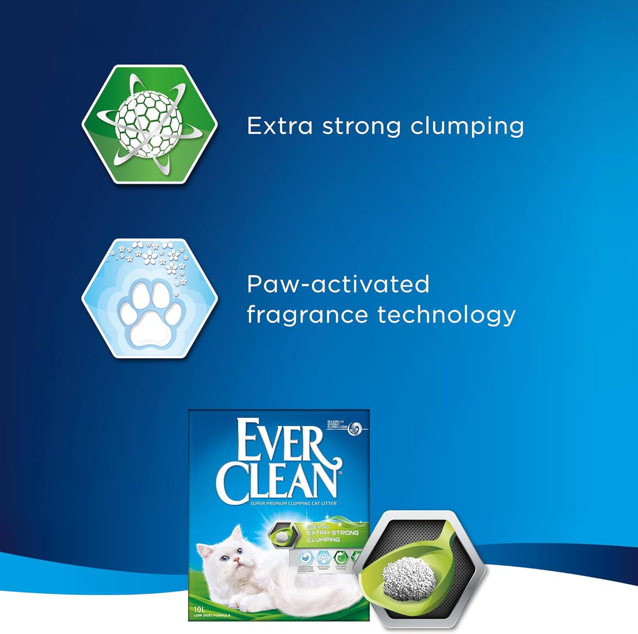 Clumping Cat Litter, Extra Strong Clumping Cat Litter, Scented for Long-Lasting Freshness, 10L