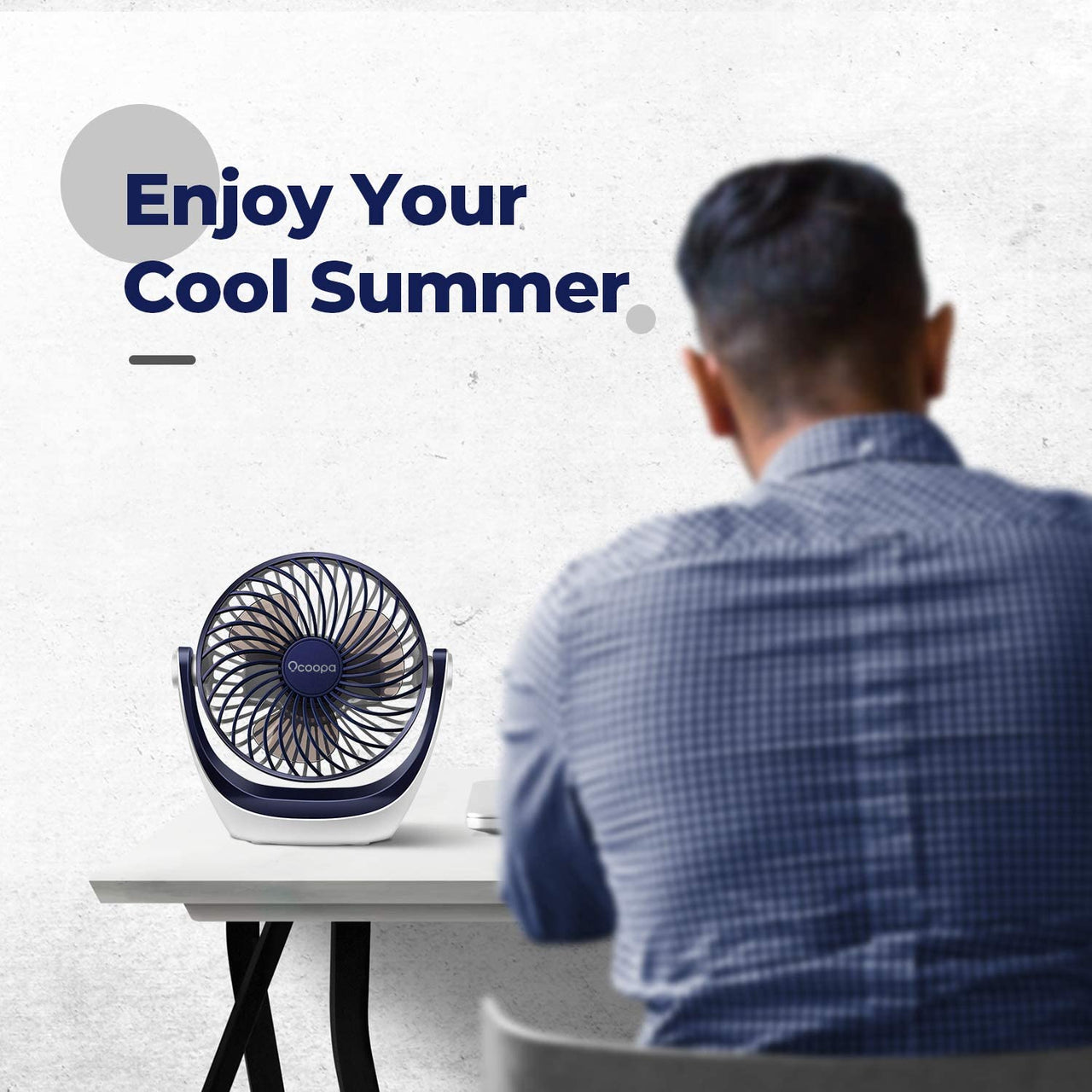 USB Desk Table Fan with Strong Airflow & Quiet Operation, Portable Cooling Fan Speed Adjustable 360°Rotatable Head for Home Office Bedroom Table and Desktop