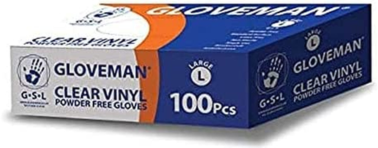 Gloveman Clear Vinyl Gloves (Box of 100) (Medium)