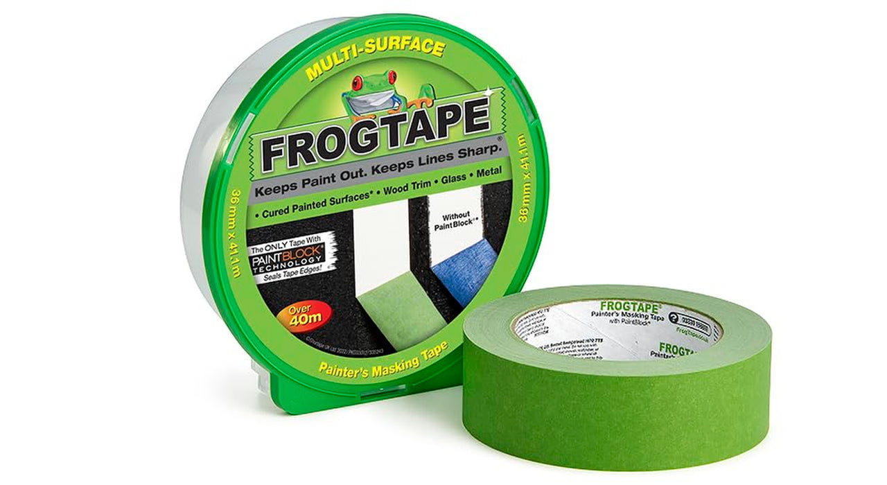 Green Multi Surface Painters Masking Tape, Indoor Painting and Decorating for Sharp Lines and No Paint Bleed 36Mm X 41.1M