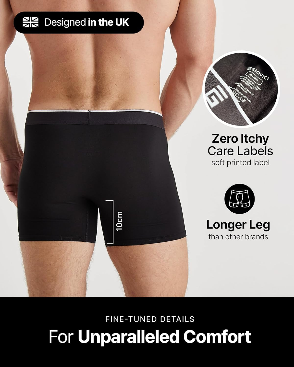 Mens Boxers Bamboo anti Chafing Soft Comfortable Boxer Briefs Longer Leg - Boxer Shorts Multipack - Moisture Wicking Technology