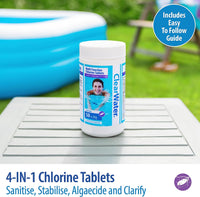 Thumbnail for CH0019 1 Kg Multifunction Chlorine Tablets, 4-In-1 Dispenser Tablets (Sanitiser, Stabiliser, Algaecide and Clarifier) for Pools and Hot Tubs, 50 X 20 G, White