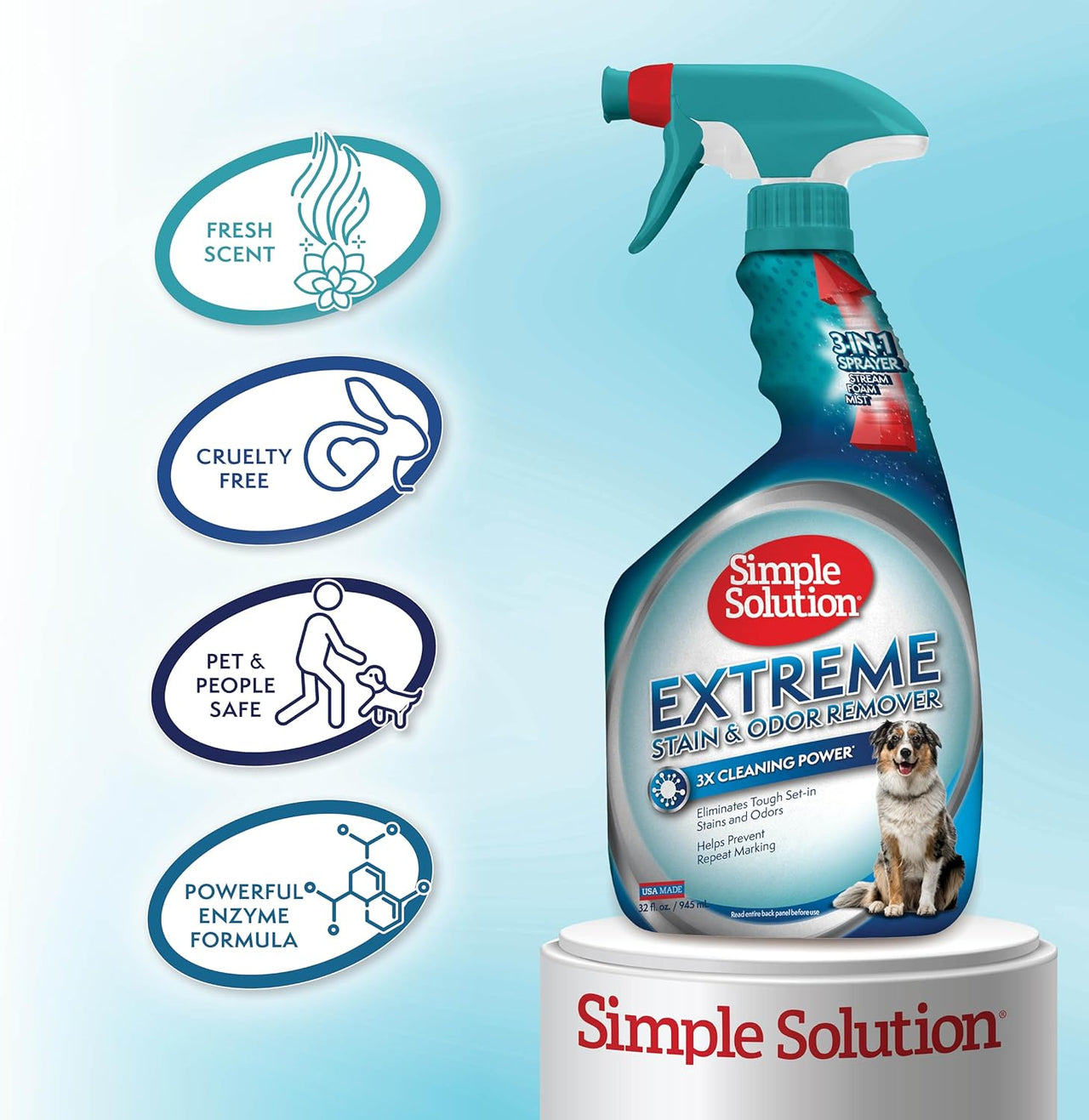 Extreme Pet Stain and Odour Remover, Enzymatic Cleaner with 3X Pro-Bacteria Cleaning Power - 945Ml