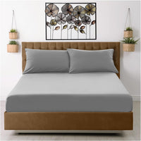 Thumbnail for Fitted Sheet Single Bed - Grey Bedding Sheet - Plain Dyed Microfiber Bedsheets