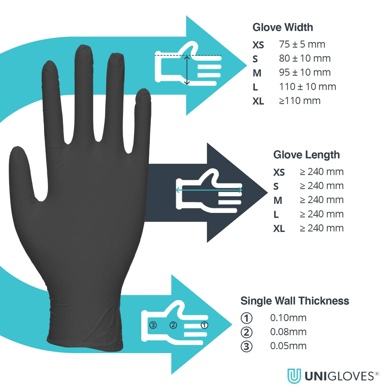 Black Pearl Nitrile Examination Gloves - Multipurpose, Powder Free and Latex Free Disposable Gloves - Box of 100 Gloves, Black, Large (GP0034)