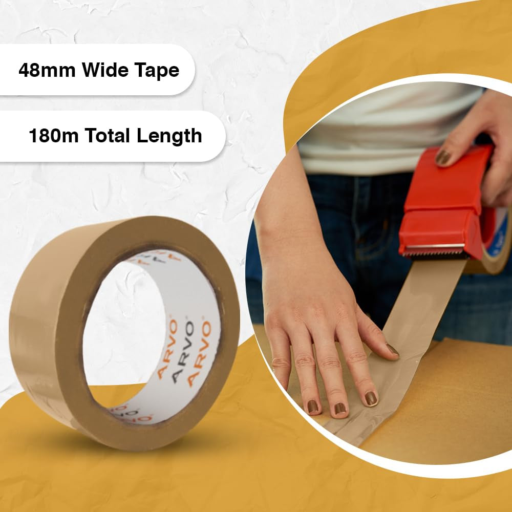 Packing Tape - Parcel Tape - Tape - 3 Rolls with Low Noise (48Mm X 60M) - Durable Brown Tape for Packing Boxes, Secure Packaging Tape for Moving House