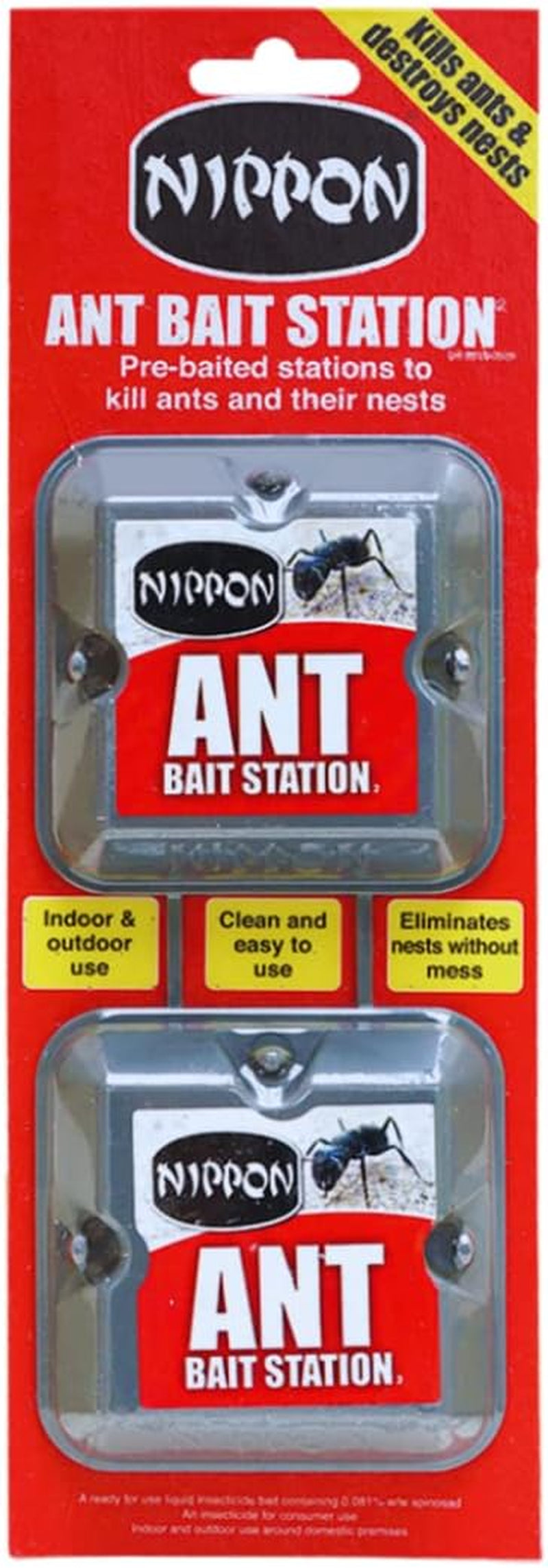 2 X Nippon Ant Bait Station Twin - Nippon Ant Killer Ant Bait Station Outdoor, Ant Nest Killer Bait Stations Also Use as Ant Killer Indoor, Home, Garden (Ant Traps)