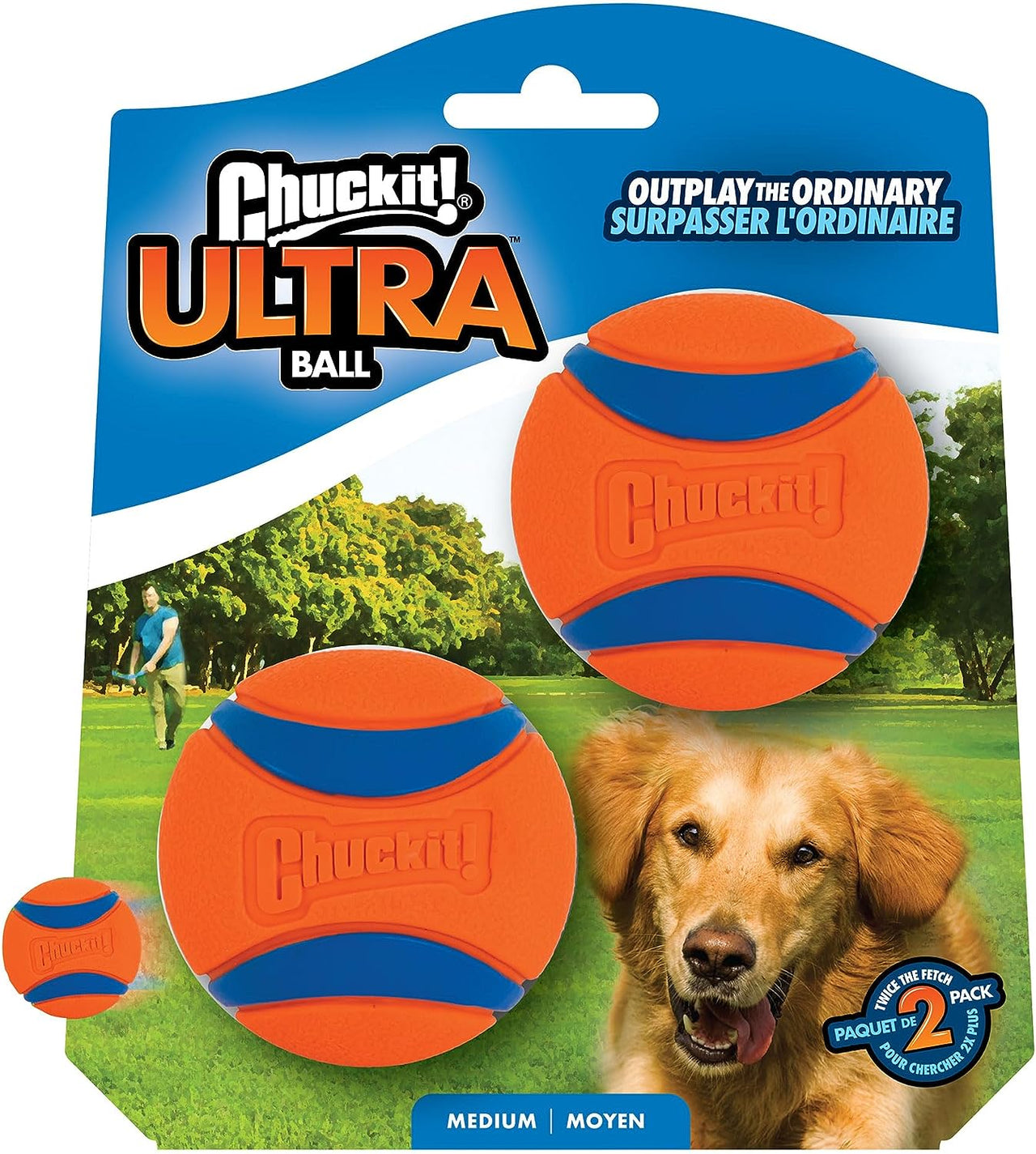 Ultra Ball Dog Toy, Durable High Bounce Floating Rubber Dog Ball, Launcher Compatible Toy for Dogs, Medium (Pack of 2)