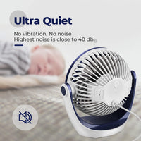 Thumbnail for USB Desk Table Fan with Strong Airflow & Quiet Operation, Portable Cooling Fan Speed Adjustable 360°Rotatable Head for Home Office Bedroom Table and Desktop