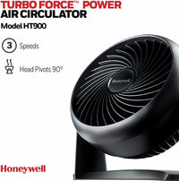 Thumbnail for Turboforce Power Fan (Quiet Operation Cooling, 90° Variable Tilt, 3 Speed Settings, Wall Mount Feature, Table Fan) HT900E