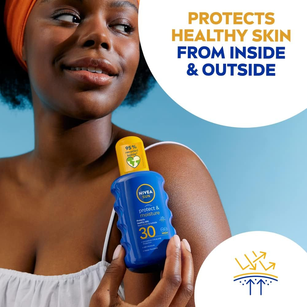 Sun Protect & Moisture Sun Spray SPF 30 (200 Ml), Moisturising Suncream Spray with SPF 30, Advanced Sunscreen Providing Immediate, Effective UVA + UVB Protection