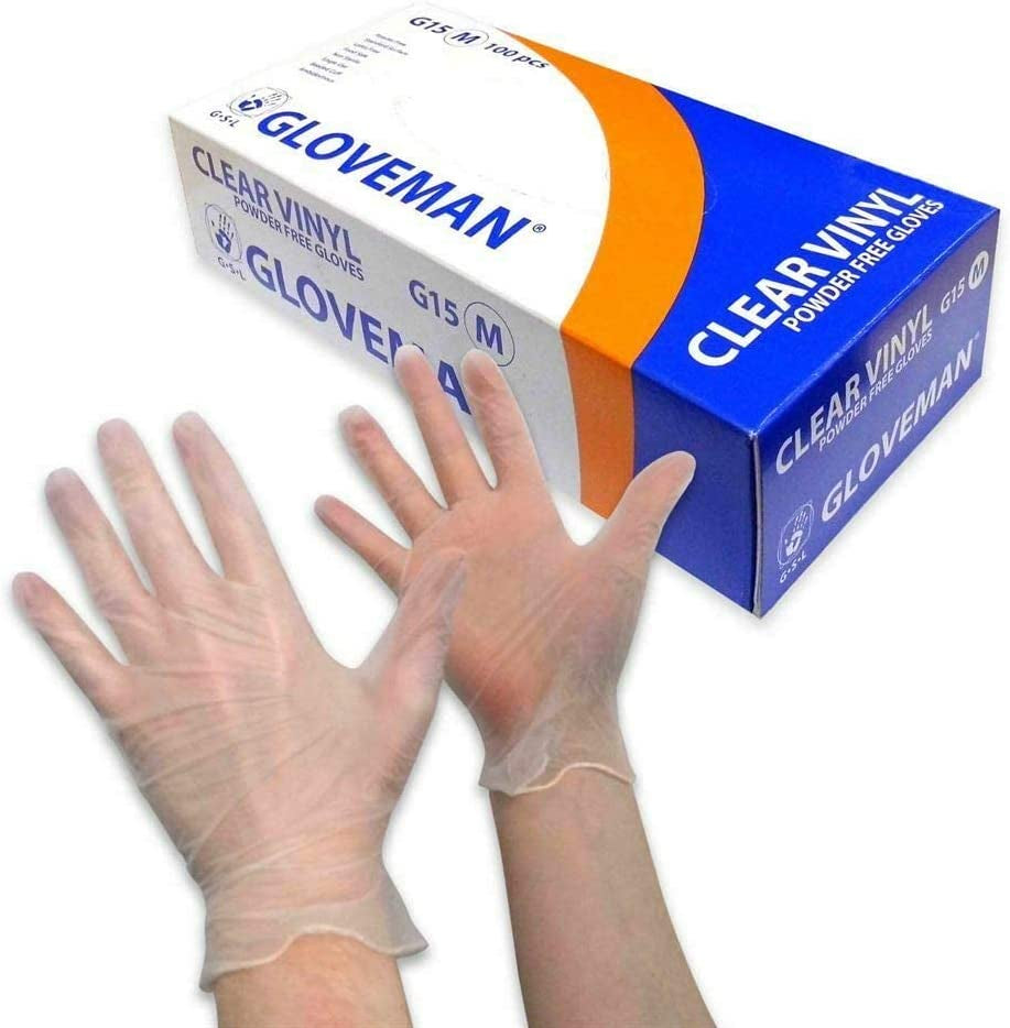 Gloveman Clear Vinyl Gloves (Box of 100) (Medium)