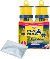 Thumbnail for Fly Max Re-Usable Fly Catcher – Twinpack Effective Fly Trap, Refillable Insect Attractant for Outdoor Use Covers up to 10M Radius, Yellow