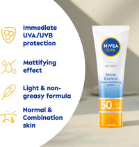 Thumbnail for UV Face Shine Control SPF 50 Cream (50Ml), Sun Cream Protects against UVA/UVB Rays and Premature Skin Ageing, Sunscreen for Delicate Facial Skin