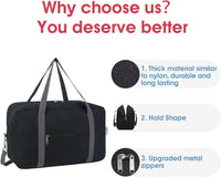 Thumbnail for For Ryanair Airlines Underseat Cabin Bag 40X20X25 Foldable Travel Duffel Bag Holdall Tote Carry on Luggage Overnight for Women and Men 20L (Black (With Shoulder Strap))