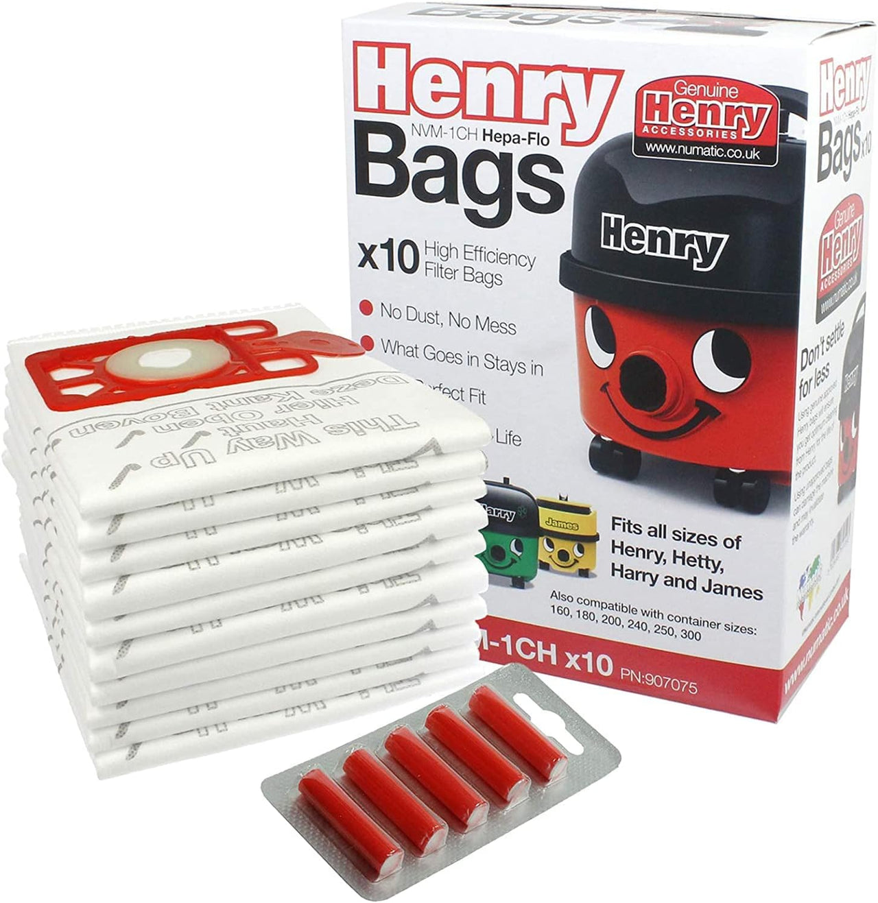 Avern Genuine Numatic Hepa-Flo Hoover Bags Henry Hetty NRV Vacuum Cleaner Dust Bags (Pack of 10 + 5 Freshener Sticks)