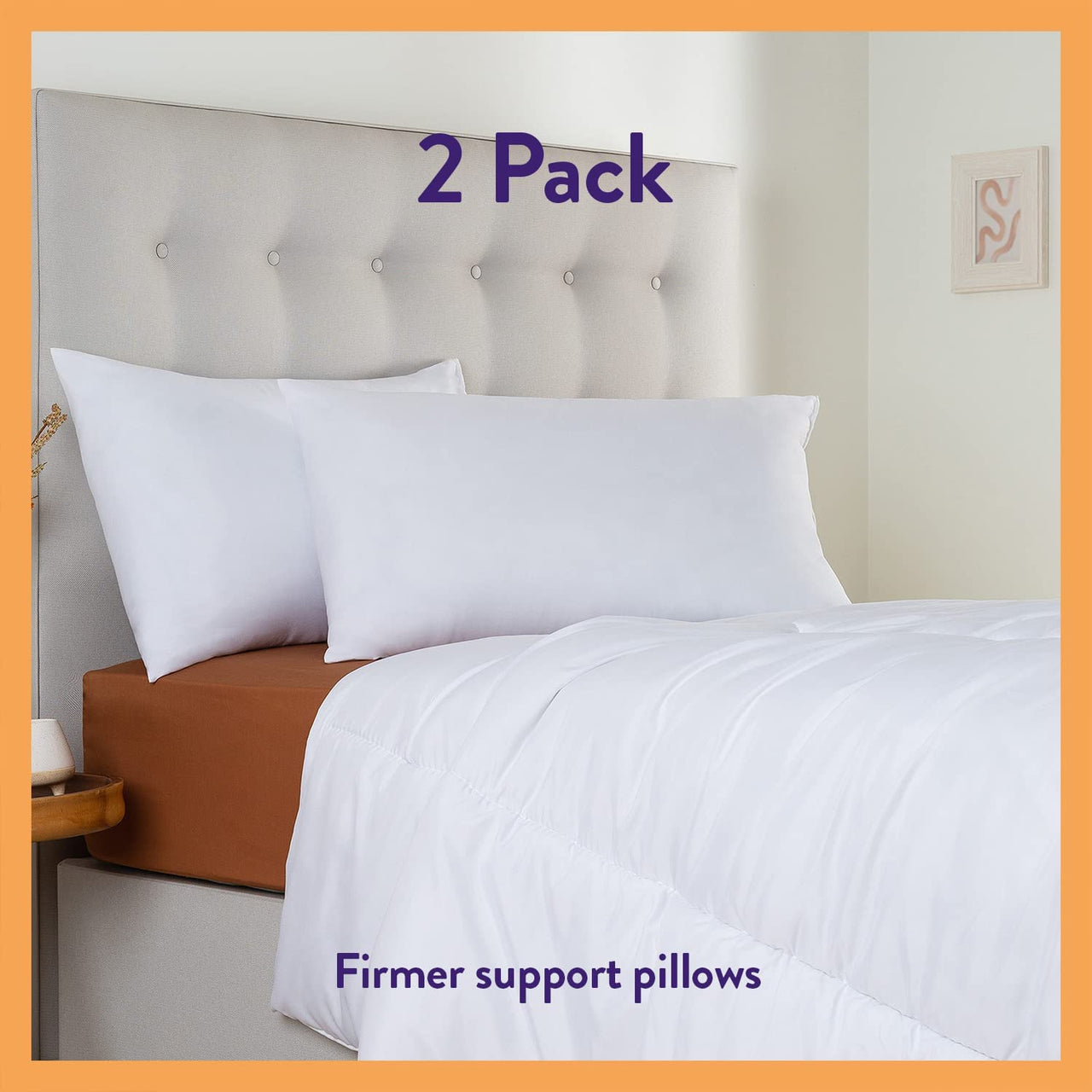 Pillows 2 Pack - Super Support Firm Side Sleeper Bed Pillows for Neck and Shoulder Pain Relief - Comfy & Supportive, Hypoallergenic, Made in the UK, Standard Size (48Cm X 74Cm)