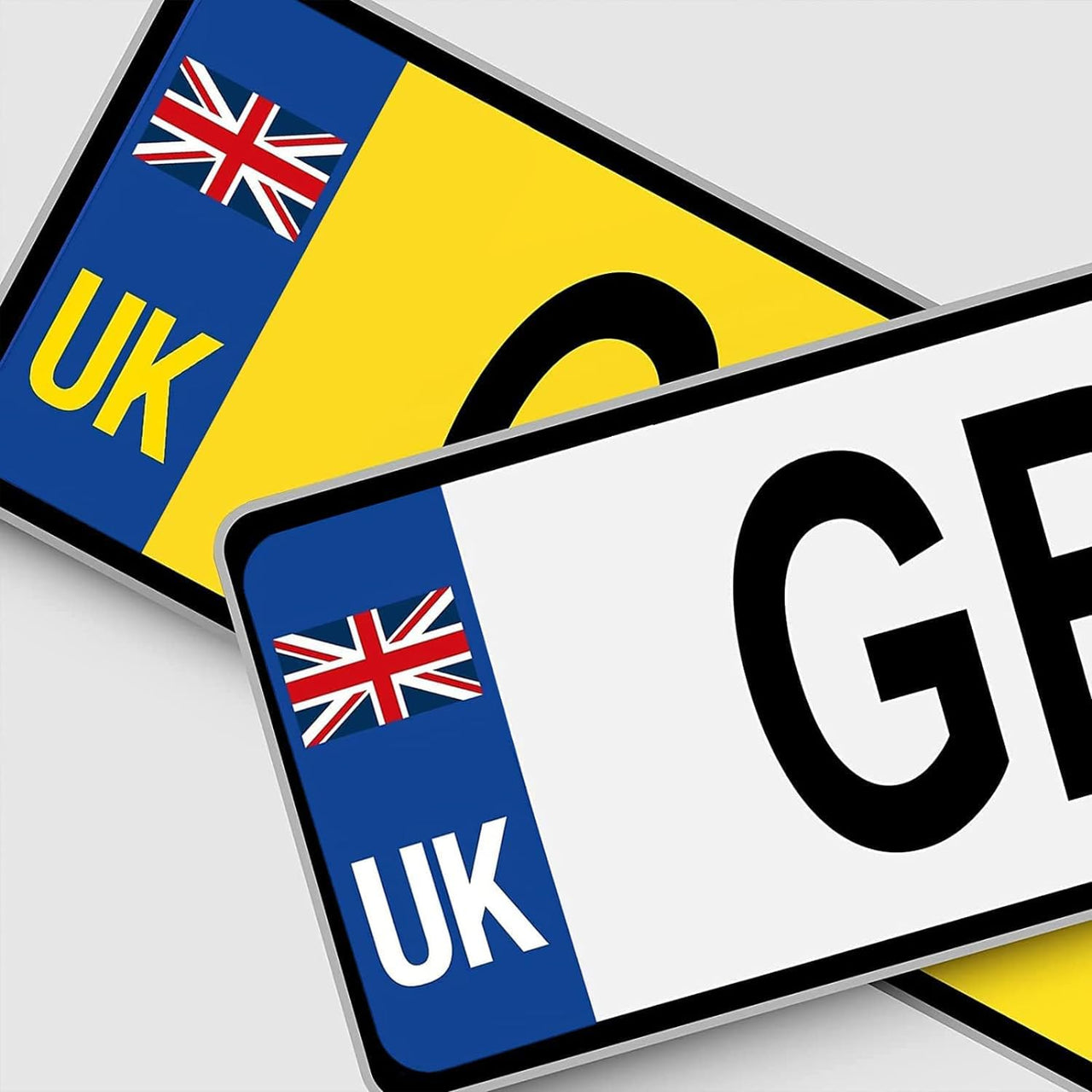 UK Car Stickers for Europe - 2X UK Oval + 4X Number Plate Stickers - Gloss Laminated, Self-Adhesive Vinyl Sticker for Cars, Vans, Trucks Driving in European after Brexit GB