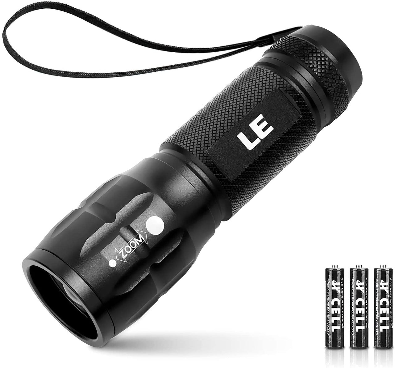 LE LED Torch Battery Powered, LE1000 Super Bright Hand Flashlight, Adjustable Focus, Water Resistant, Lightweight, for Power Cut, Camping, Dog Walking, Easy to Use Small Torch for Elderly Kids Men