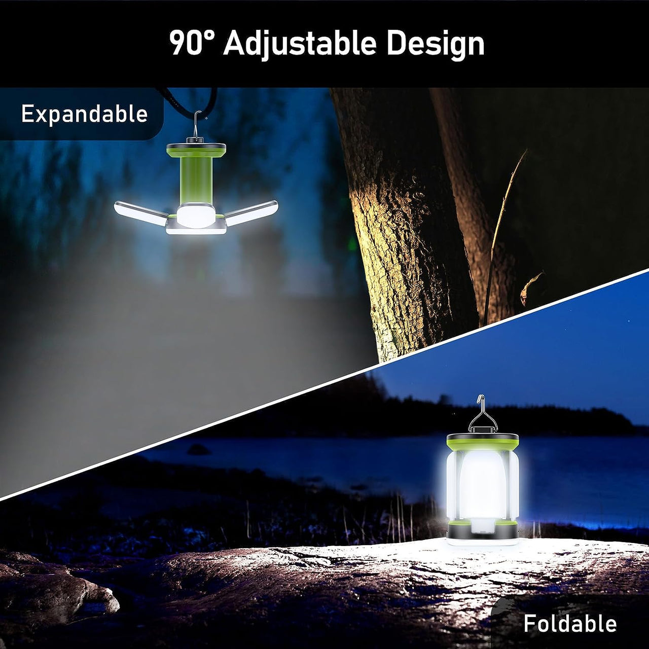 Camping Lantern Rechargeable, Camping Lights Lamp - 7 Light Modes 60 LED Ultra Bright LED Tent Light 10+ Hrs Battery Life for Camping, Emergency, Fishing, Hiking Etc.