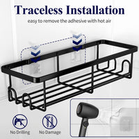 Thumbnail for Shower Caddy - 2 Pack Rustproof Shower Organizer, Drill-Free & Quick-Dry Shower Shelves for inside Shower with Large Capacity, Durable Stainless Steel Shower Rack with 4 Hooks, Black