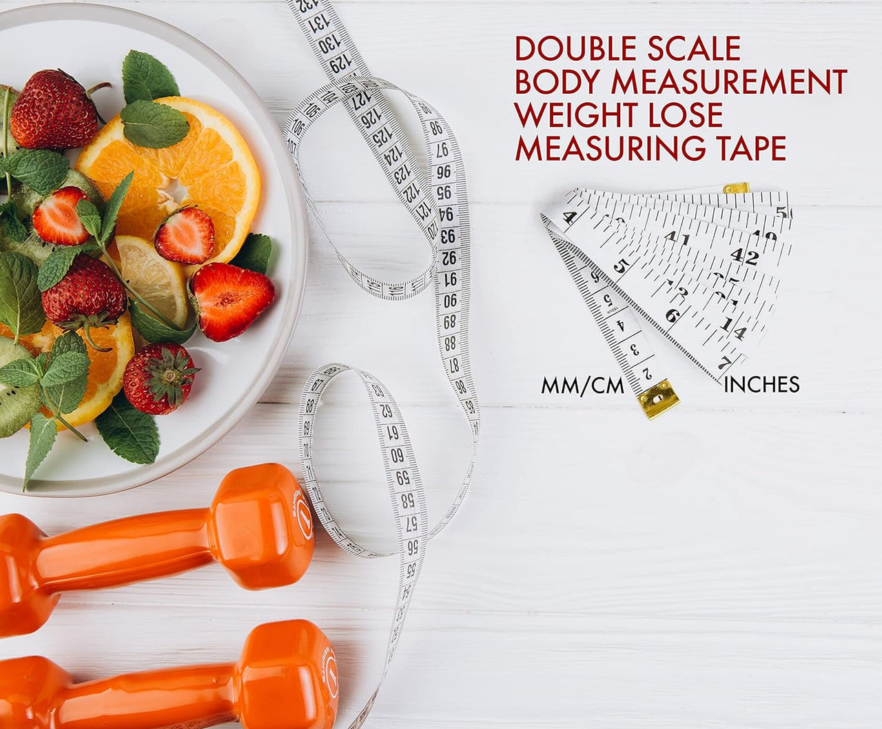 Dual Sided Durable Measuring Tape for Body and Waist Measure Includes Free BMI Weight Control App and Ebook, Clothes Fabric Sewing Tape Made of Flexible Fiber Glass