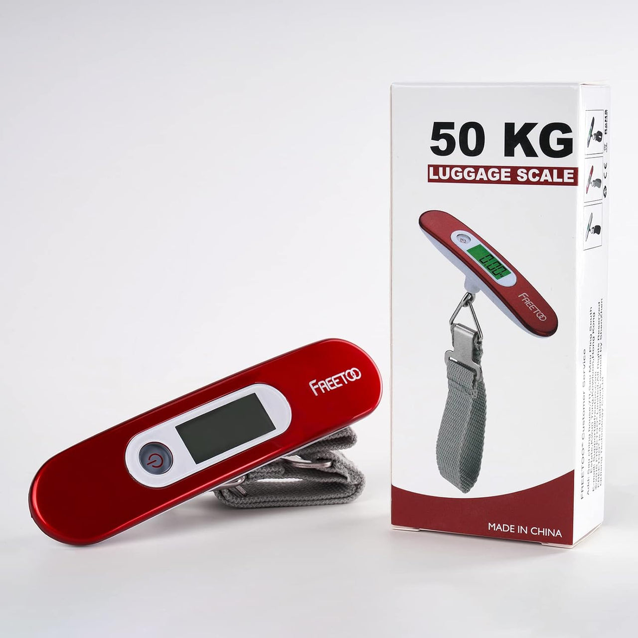 Luggage Scale Portable Digital Weight Scale for Travel Suitcase Weigher with Tare Function 110 Lb/ 50Kg Capacity Red