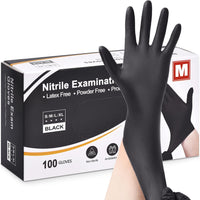 Thumbnail for Black Nitrile Disposable Gloves - Latex Free, Powder Free, Exam Disposable Gloves, Disposable, Surgical, Cleaning, Food Gloves, Extra Strong, Multi-Purpose Gloves, Black Disposable Gloves (MEDIUM)