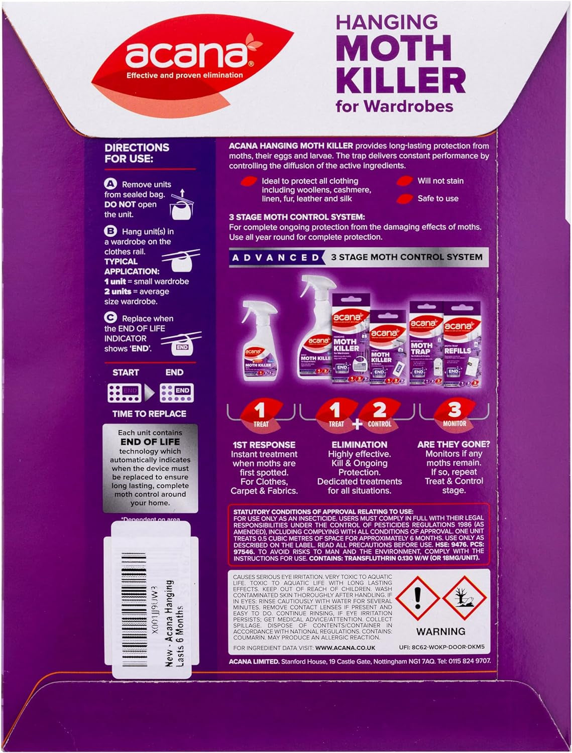 Hanging Moth Killer & Freshener, 4 Pack - Lavender Fragrance, Natural Oils - for Wardrobes - Protects Clothing & Bedding - Each Lasts 6 Months