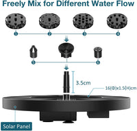 Thumbnail for Solar Fountain Pump 1W Solar Water Pump Floating Solar Powered Fountain Kit with 6 Nozzles