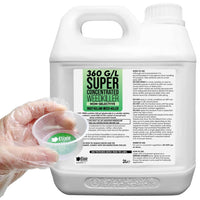 Thumbnail for 360 G/L Glyphosate Commercial Industrial Strength Weed Killer | Treats up to 3332 Sq.M | Concentrated Herbicide/Weedkiller | 2 X 1 Litre Bottle + Measuring Cup & Gloves