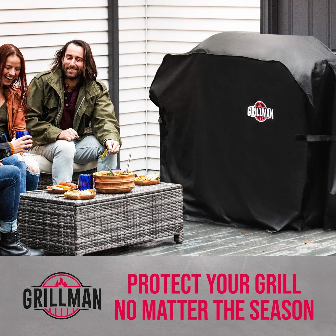 Premium BBQ Cover, Gas Barbecue Cover Fits Weber BBQ, Char Broil, Outback & More, Waterproof, Heavy Duty, Windproof, Rip-Proof & UV Resistant Barbecue Covers (147L X 61W X 122H Cm, Black)