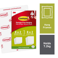 Thumbnail for Picture Hanging Strips, Value Pack - 8 Pairs of Medium (16 Strips), 8 Pairs of Large (16 Strips) - for Pictures, Frames, Mirrors, Wall Décor - Damage Free Hanging