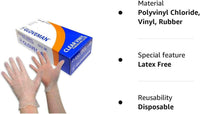 Thumbnail for Gloveman Clear Vinyl Gloves (Box of 100) (Medium)