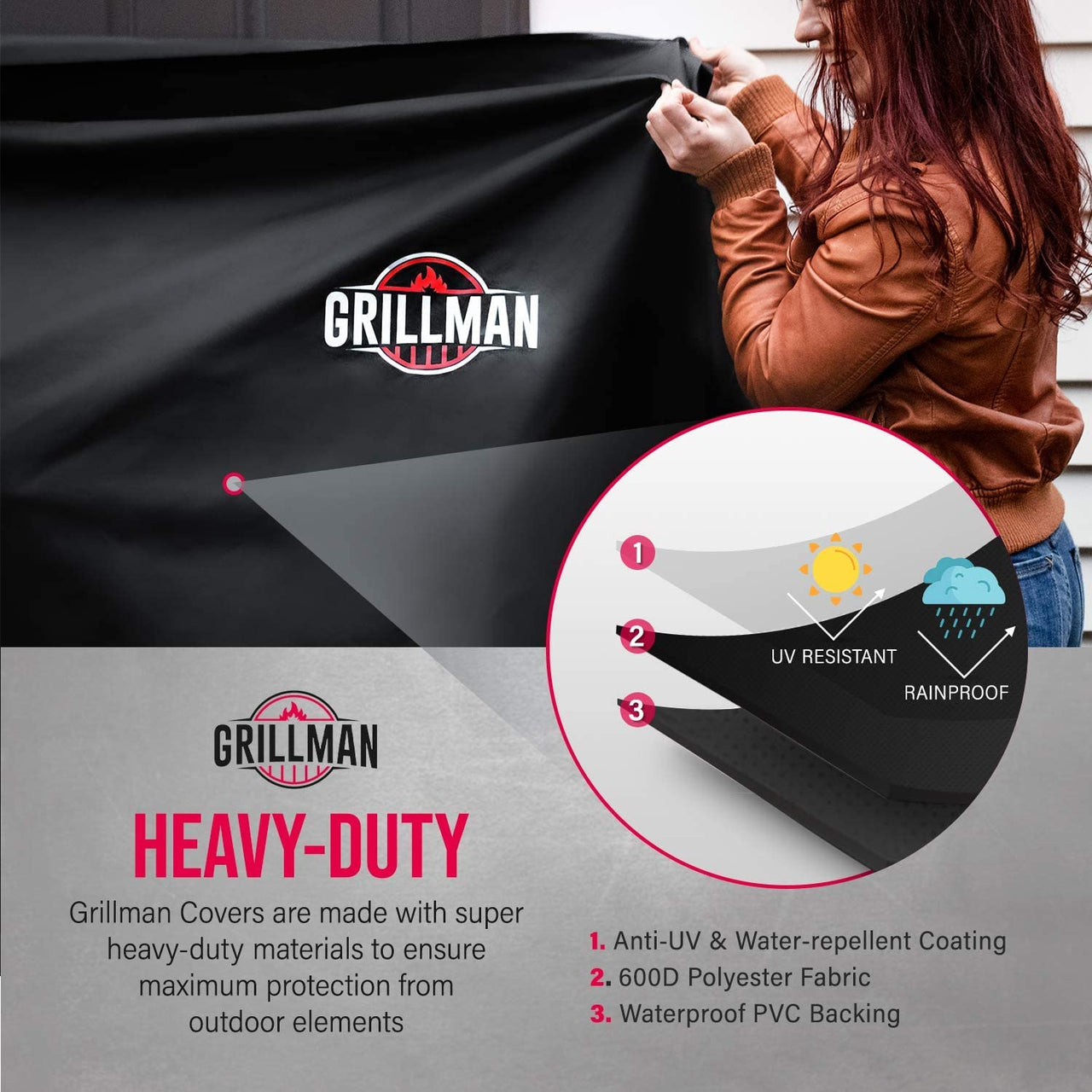 Premium BBQ Cover, Gas Barbecue Cover Fits Weber BBQ, Char Broil, Outback & More, Waterproof, Heavy Duty, Windproof, Rip-Proof & UV Resistant Barbecue Covers (147L X 61W X 122H Cm, Black)