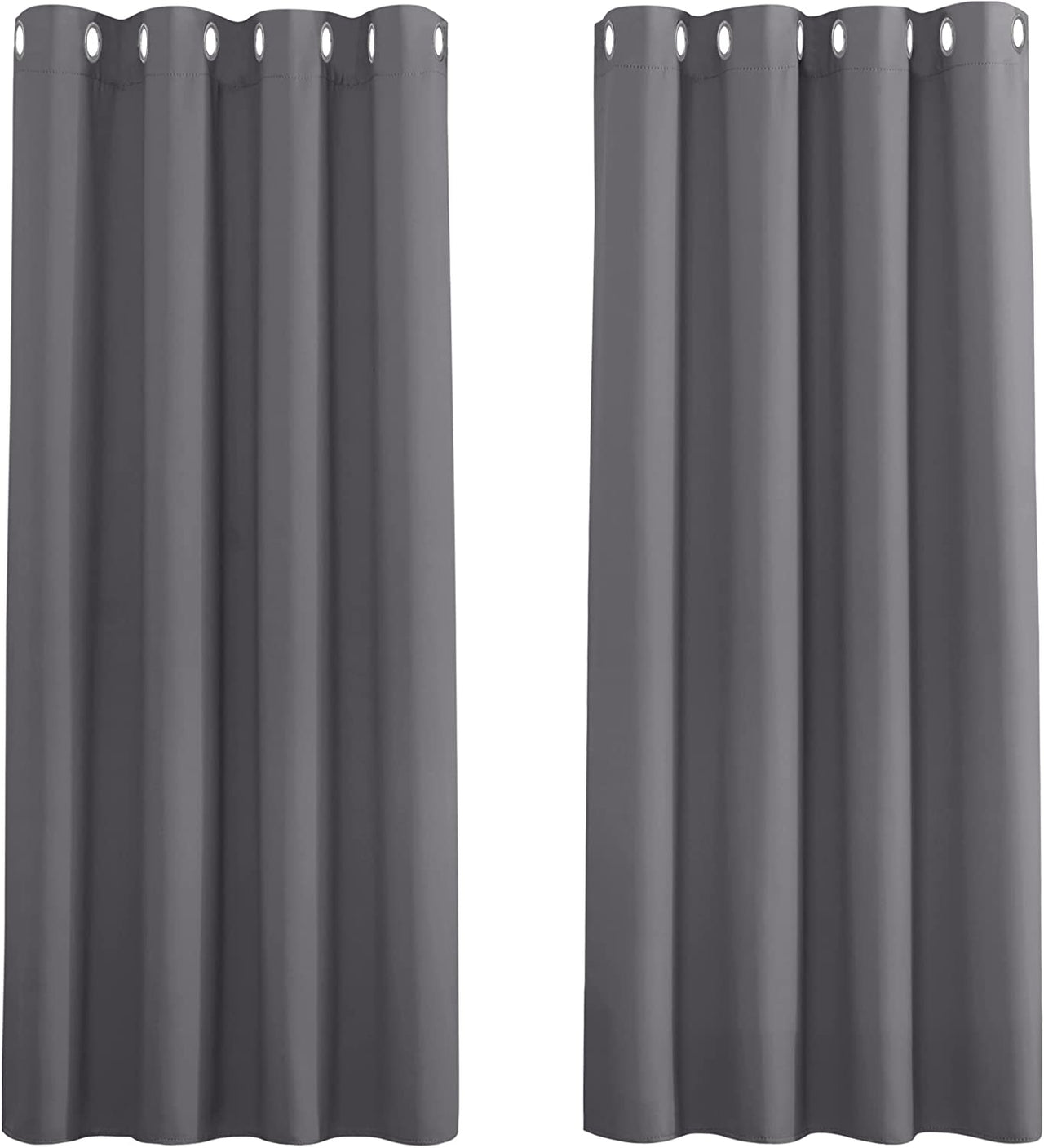 Grey Blackout Curtains for Bedroom 54 Inch Drop Eyelet Thermal Curtains & Drapes Short Blackout Curtains for Window Treatment Living Room/Kitchen, 2 Panels, W46 X L54, Gray