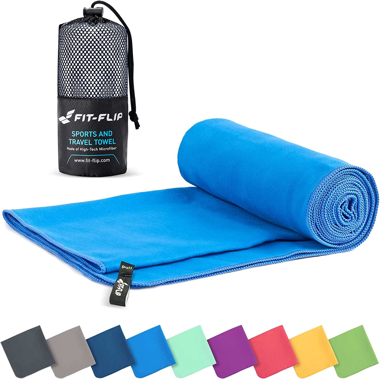 Microfibre Towel - Compact, Ultra Lightweight & Quick Dry Towel - the Perfect Gym, Travel & Beach Towel - Swimming Towel for Sports, Camping & Hiking (30X50Cm Blue - without Bag)