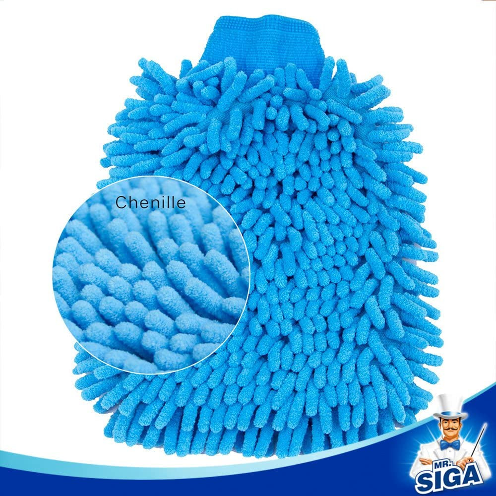 Microfiber Car Wash Mitt, Pack of 2, Blue & Yellow