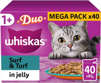 Thumbnail for Tasty Duo 1+ Surf and Turf in Jelly 40 X 85 G Pouches, Adult Cat Food